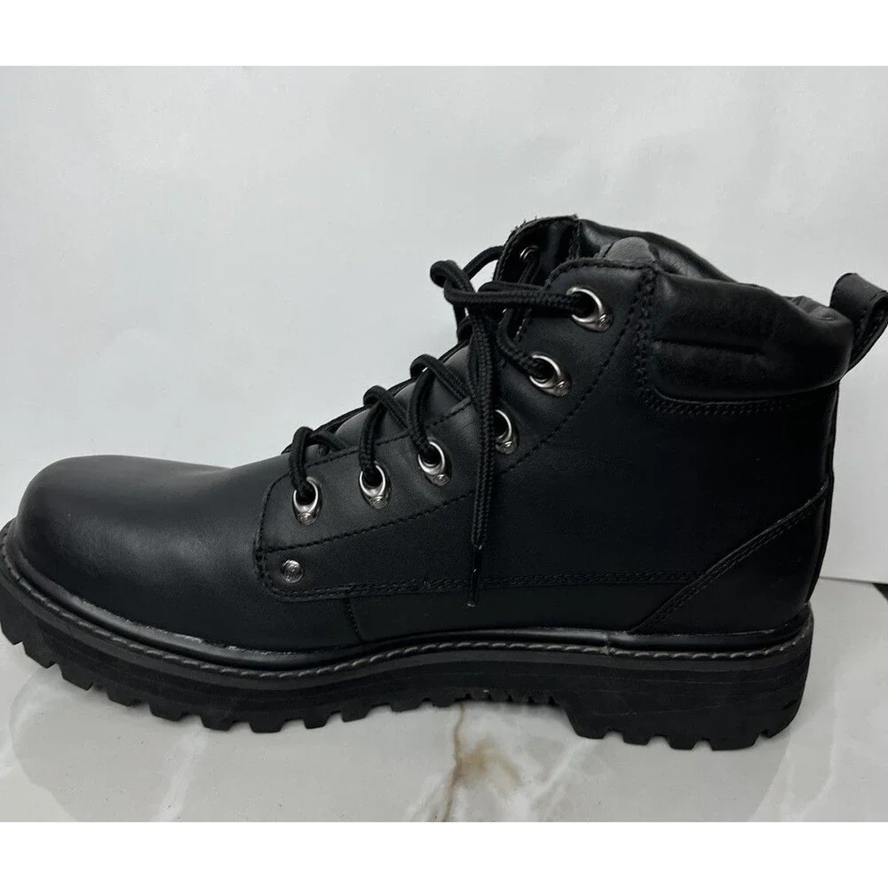 Skechers Utility BLACK Leather Work Boots Men Sz 11 4473